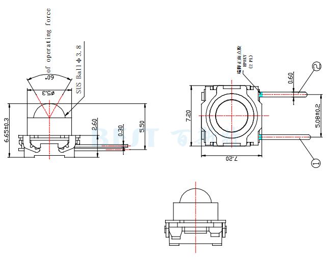 輕觸開關(guān)TS-6004A參考圖紙 輕觸開關(guān)TS-6004A參考圖紙