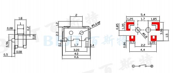 輕觸開關TS-1111A參考圖紙 輕觸開關TS-1111A參考圖紙
